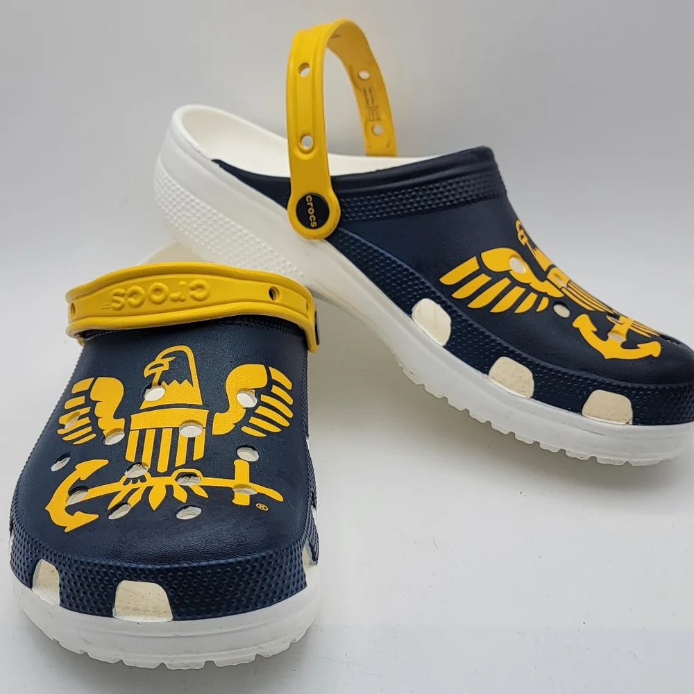 Crocs Navy and‎ Yellow Clogs SIZE M-10; W-12  #1687